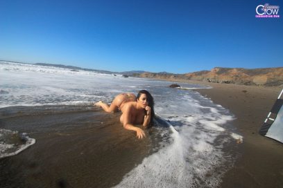 Leanne Crow skimpy gold thong bikini at beach 09