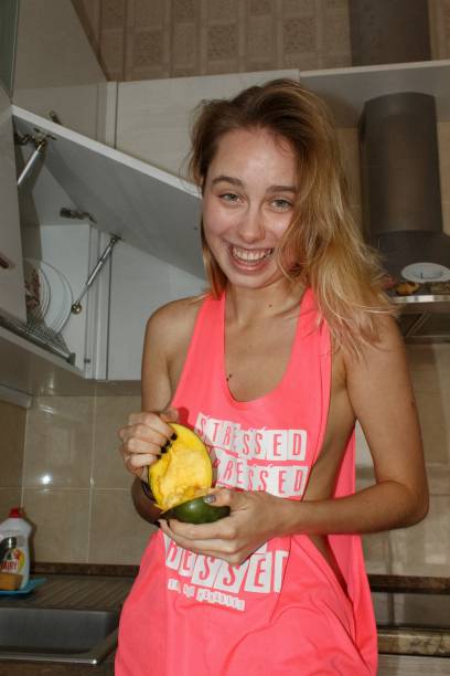 Amateur blonde teen Sofi Levchenko pink vest